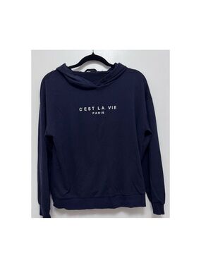 C'EST LA VIE Paris Navy Graphic Hoodie